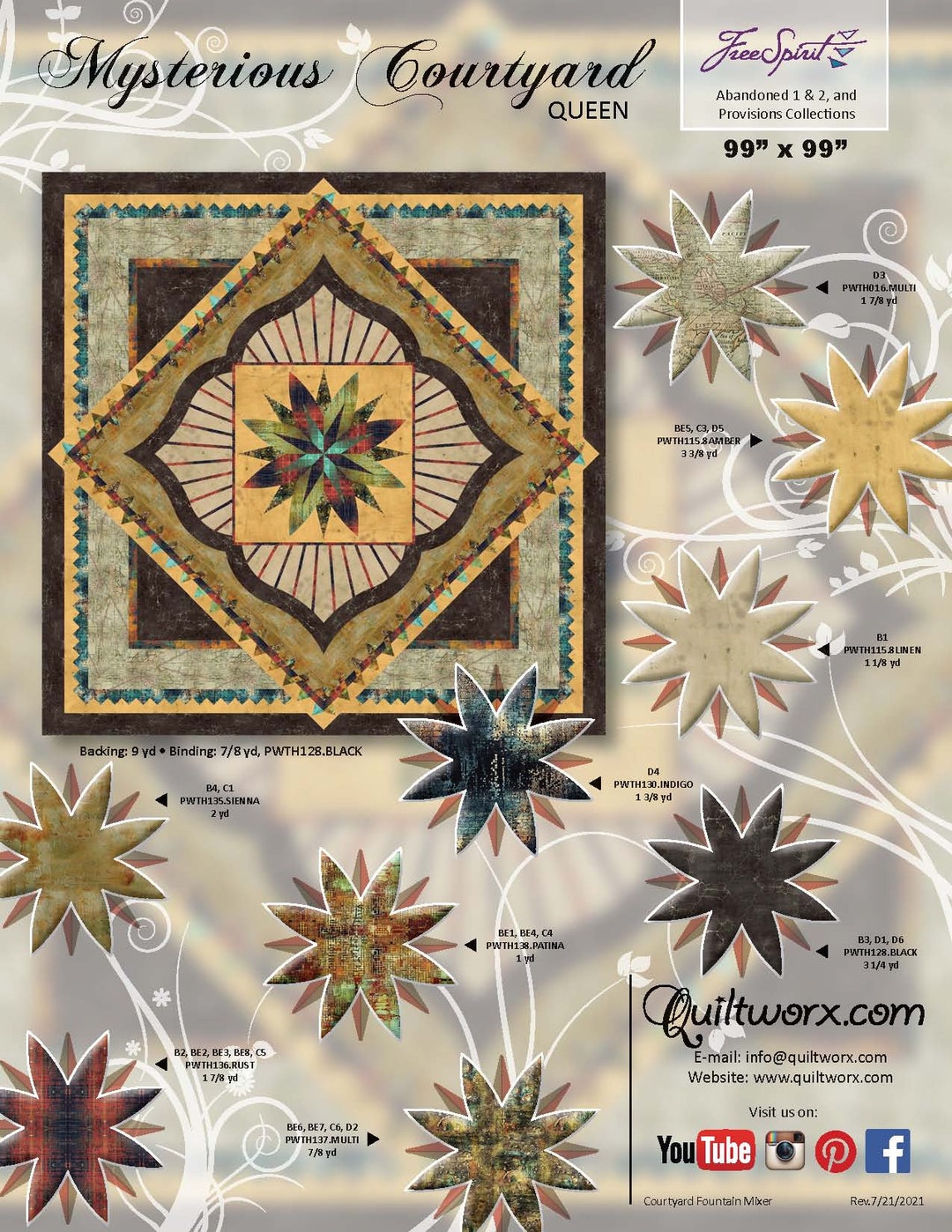 Mysterious Courtyard Quilt Kit or Pattern by Quiltworx / Judy Niemeyer Queen 99x99 please See