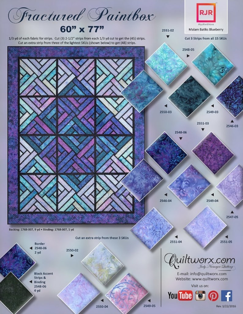 Fractured Paint Box Quilt Kit for Paper Piecing Pattern by Etsy