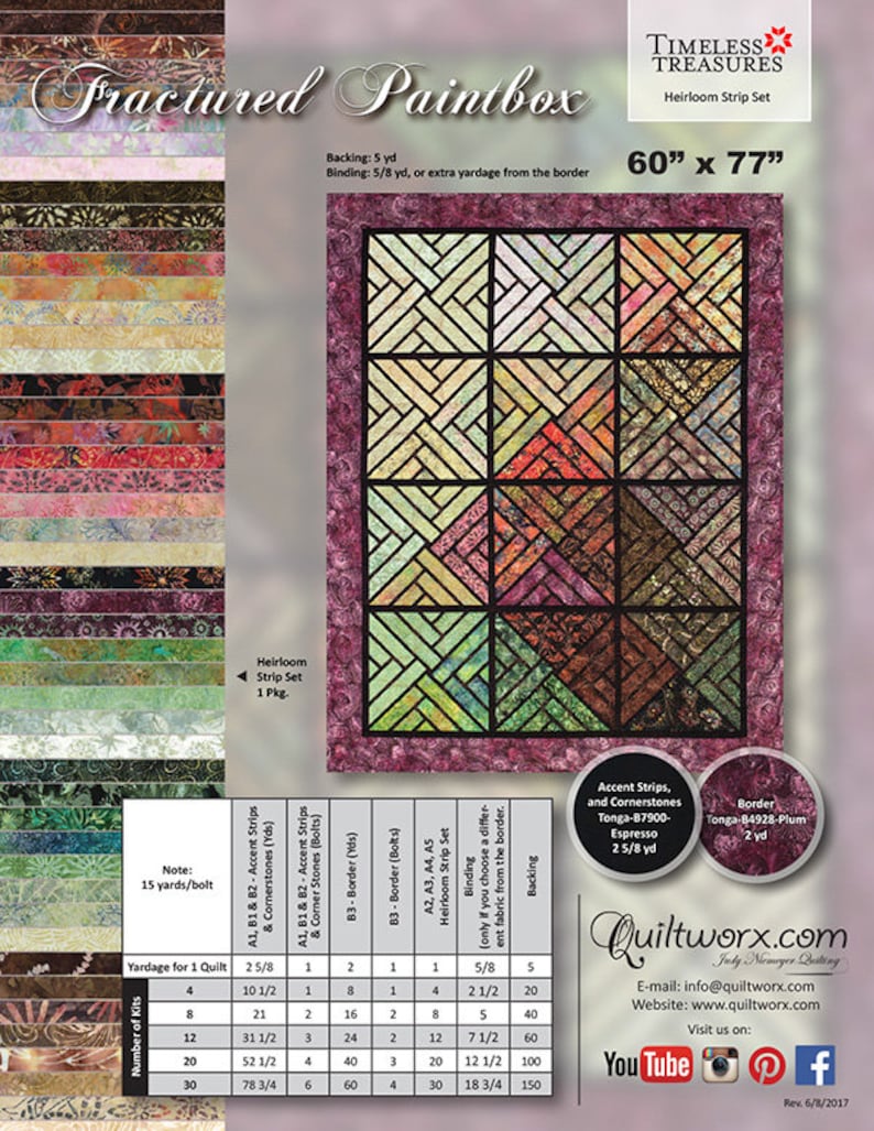 Fractured Paint Box Quilt Kit for Paper Piecing Pattern by Etsy