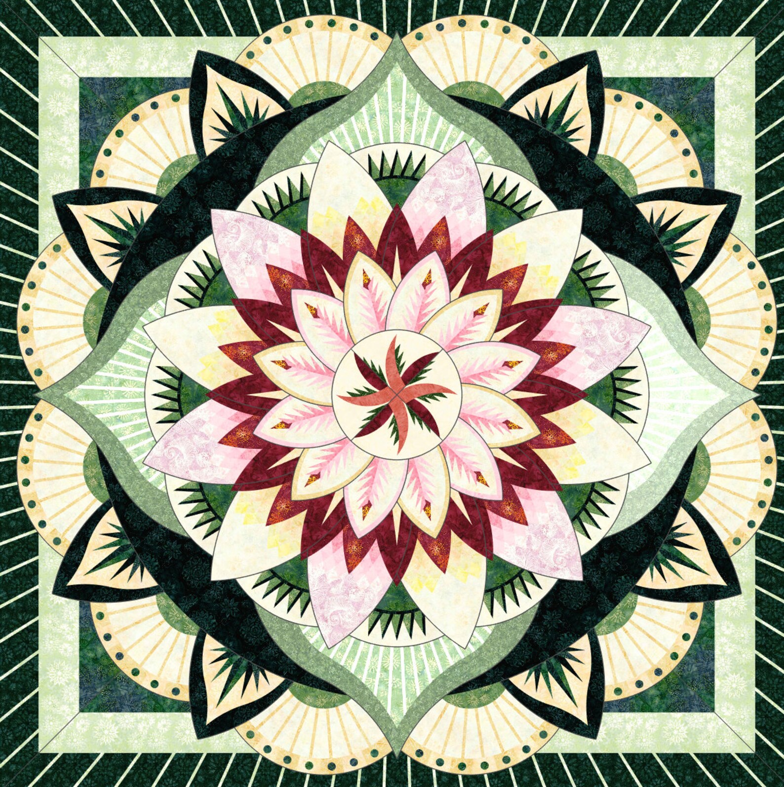 Dinner Plate Dahlia Quilt Kit for paper piecing pattern by Etsy