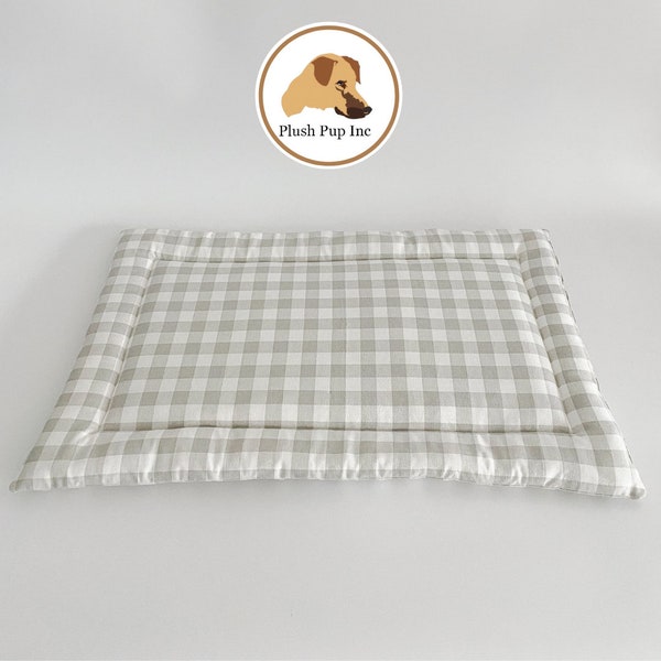 Check Crate Pad| Farmhouse Crate Pad, Dog Bed, Crate Bed for Dog, Dog Mat, Small Crate Pad, Medium Crate Pad, Large Crate Pad, PLUSH PUP INC