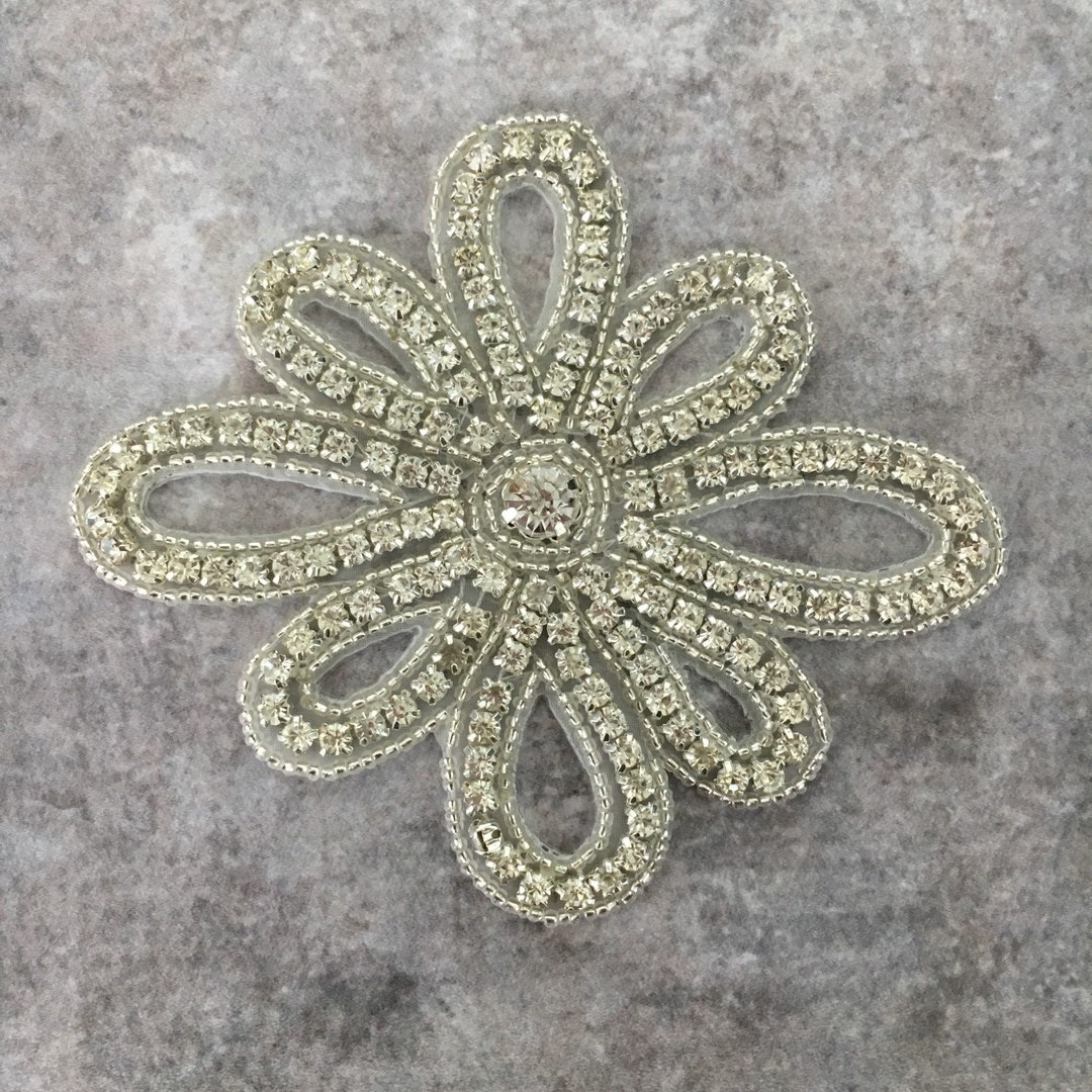 Appliques Strass à Coudre - Lot De 2, Cristaux Et Fausses Perles - Pour Vêtements, Chaussures, Sacs, Décoration