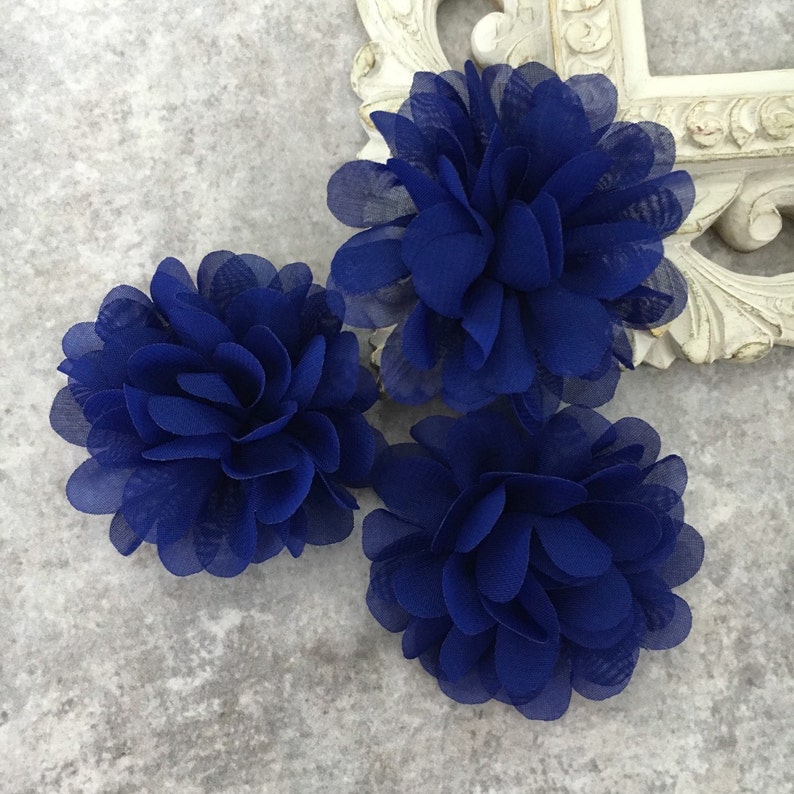 Petite royal blue chiffon flower chiffon flower flower puff Etsy