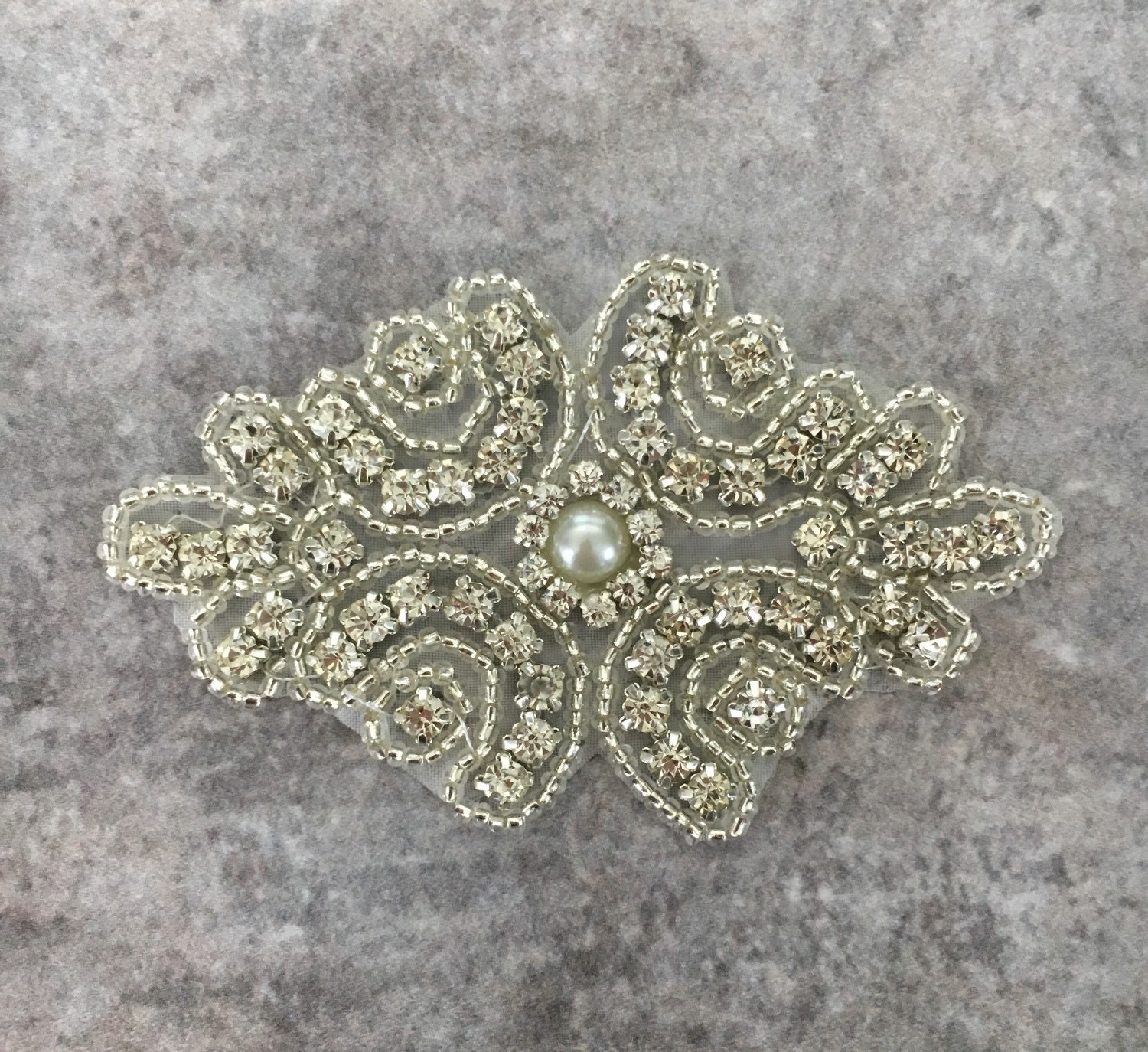 Rhinestone applique, rhinestone and pearl applique, iron on applique,…