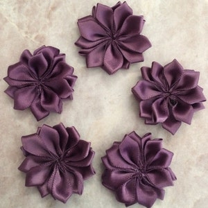 Satin Ribbon Flowers with Crystals - Small 1.5 - Mauve Rose Petite Fabric  Flowers for Headbands and DIY Crafts, Crafting Headband Flower