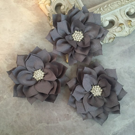 Stella Di Natale Kanzashi.Poinsettia Grigio Fiori Kanzashi Fiore Di Loto Fiori Etsy