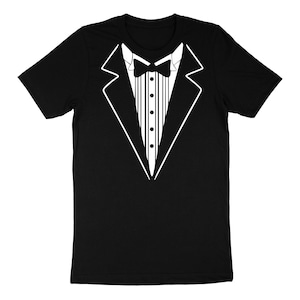 Funny Tuxedo shirt - groomsmen party shirt - wedding bowtie shirt - best man gifts - party shirts - gag gifts - tuxedo costumes - bow ties