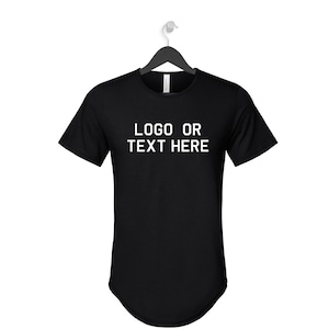 Custom Printed Curve Hemmed Tee- Scallop T-shirt  - Logo Shirt - Custom T-shirt - Unisex - Your Logo here