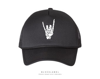 Rocker Skeleton Hand Snapback Hat - Halloween Rock On