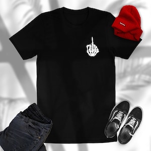 Middle Finger Skeleton Hand Shirt - Middle Finger Shirt - Skeleton Bones - Skeleton Hand Shirt - Spooky Goth Shirt - Halloween Bones Shirt