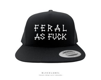Feral As Fuck Trucker Hat: Spooky Bones Font Snapback