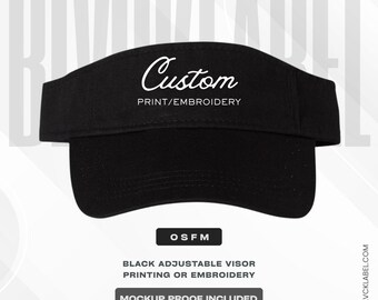 Custom Embroidered Black Visors - Unisex - Adjustable Sports Cap - Sports Visor
