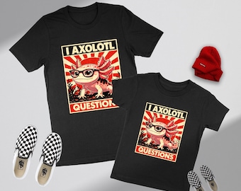 I Axolotl Questions Shirt - Axolotl Glasses Kids Tee - Funny Animal Pun T-Shirt - Unisex