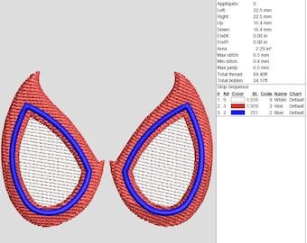 Cartoon Spider Eyes Embroidery Design File (DST, PES) - Instant Download