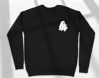 Funny Ghost Middle Finger Sweatshirt - Spooky Halloween Crewneck