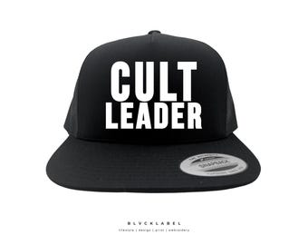Cult Leader Trucker Snapback| Mesh Trucker Hat | Cult Leader Hat | Funny Gifts | Goth Babes | Emo Scene Cult Snapback | Goth Boss