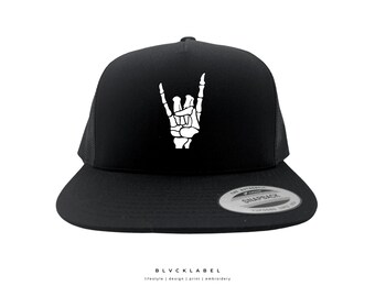 Rocker Skeleton Hand Trucker Hat - Halloween Snapback