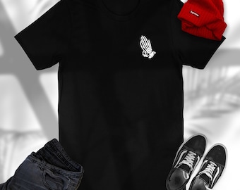 Praying Skeleton Hands Shirt: Spooky Goth Halloween Bones Tee