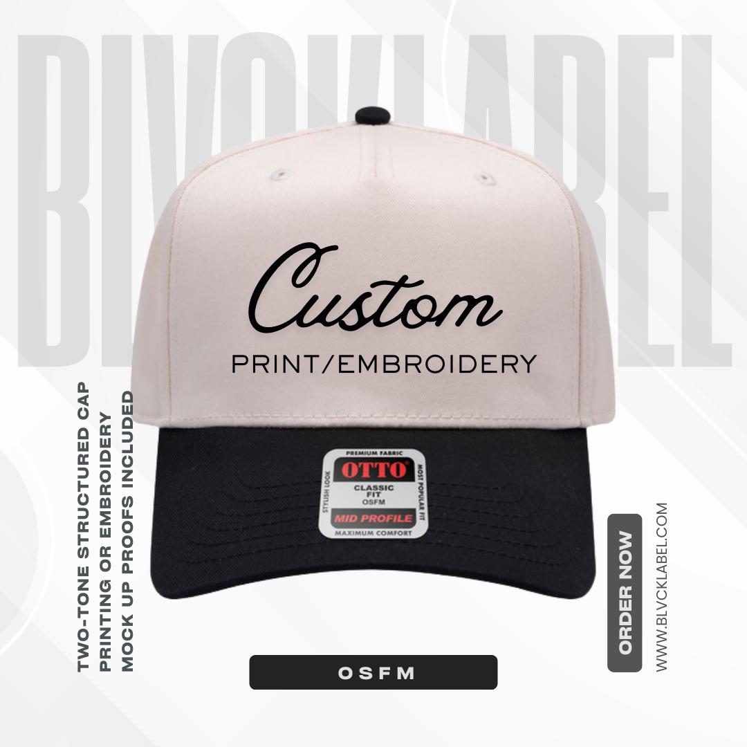 Custom Two-tone 5 Panel Structured Hat - Personalized Embroidered Logo ...