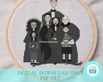 Addams Family Portrait Kreuzstich Digitales PDF Muster