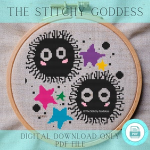 Soot Sprites with Stars Digital PDF Cross Stitch Pattern