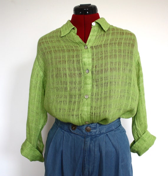 LIME LINEN BLOUSE