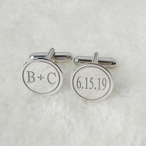 Date and Initials Cufflinks,Personalized Wedding Cufflinks,Groom Wedding Cufflinks,Engraved CuffLinks,Elegant Monogrammed Cufflinks