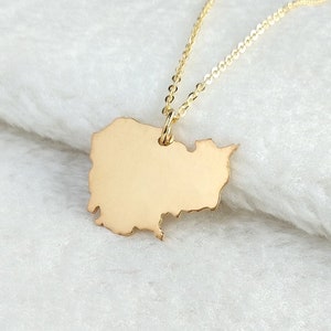 Collar de oro de Camboya, collar con dije de Camboya, collar personalizado con mapa de cualquier país, collar con mapa específico, collar con mapa del mundo