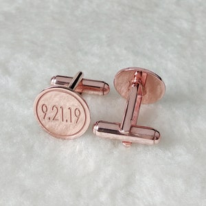 Rose Gold Wedding Cufflinks,Personalized Wedding Cufflinks,Date and Initials Cufflinks,Engraved CuffLinks,Elegant Monogrammed Cufflinks