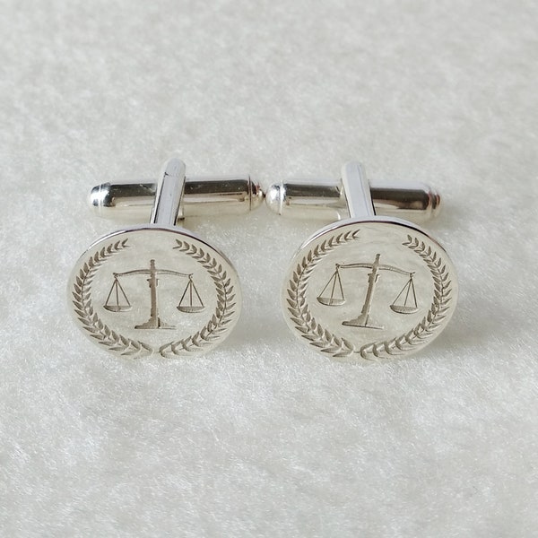 Scales of Justice Cufflinks,Custom Symbol Cufflinks,Personalized Wedding Cufflinks,Lion Cufflinks,Groom Wedding Cufflinks,Engraved CuffLinks