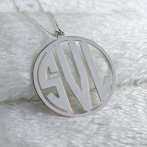 Circle Initials Necklace,Monogram Initials Necklace,Personalized Celebrity 3 initials Monogram Necklace,Nameplate Necklace,Christmas Gift