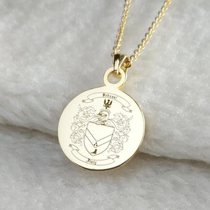 Family Crest Signet Necklace,Custom Family Crest Necklace,Coat of Arms Necklace,Any Family Lineage Necklace,Personalized Family Logo Jewelry