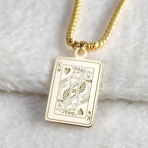 Collar de rey de corazones, collar de as de espadas, collar de jota de corazones, collar de naipes, joyería para hombre, cadena de 2 a 3 mm, regalo para él, regalo para papá