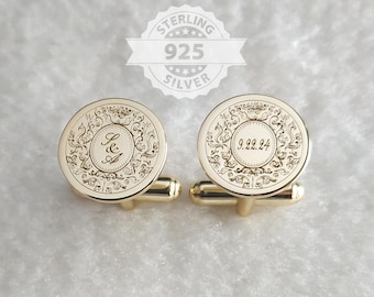 Special Logo Cufflinks,Wedding Initials Date Cufflinks,Wedding Logo Cufflinks,Personalized Wedding Cufflinks,Groom Wedding Gift,Gift for Him