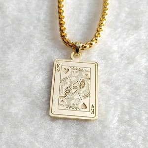 ハートのキングネックレス、スペードのエースネックレス、ハートのジャックネックレス、トランプネックレス、メンズジュエリー2〜3 mmチェーン、彼へのギフト、お父さんへのギフト