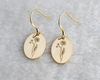 Birth Flower Earrings,Floral Earrings,Birth Month Flower Earrings,Personalized Minimalist Earrings,Mama Earrings,Birthday Gifts,Gift for Her