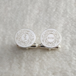 Wedding Initials Date Cufflinks,Wedding Logo Cufflinks,Personalized Wedding Initials Cufflinks,Groom Wedding Cufflinks,Custom Logo CuffLinks