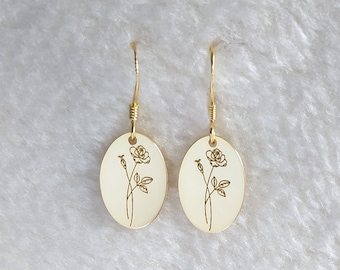 Birth Flower Earrings,Personalized Minimalist Earrings,Floral Earrings,Birth Month Flower Earrings,Mama Earrings,Birthday Gifts,Gift for Her