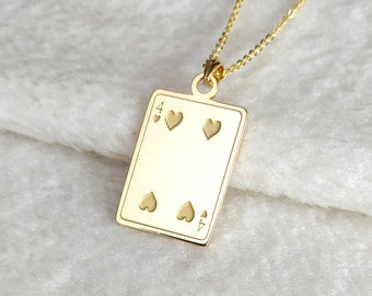 Four of hearts Necklace,Nine of hearts Necklace,Jack of Hearts Necklace,Playing Cards Neklace,Queen of Hearts Nekclace,Gift for Him,Dad Gift