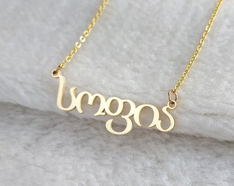 Collier prénom géorgien, collier alphabet géorgien personnalisé, collier prénom géorgien personnalisé, collier prénom Kartvelian personnalisé, cadeau pour elle