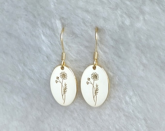 Birth Flower Earrings,Custom Flower Earrings,Floral Earrings,Personalized Minimalist Earrings,Gold Mama Earrings,Birthday Gifts,Gift for Her