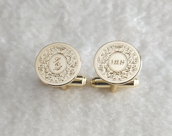 Special Logo Cufflinks,Wedding Initials Date Cufflinks,Wedding Logo Cufflinks,Personalized Wedding Cufflinks,Groom Wedding Gift,Gift for Him