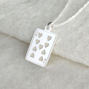 Collar con el Nueve de Corazones, la Jota de Corazones, el Naipe, la Reina de Corazones, el Rey de Corazones, un Regalo Personalizado para Él o para Papá.