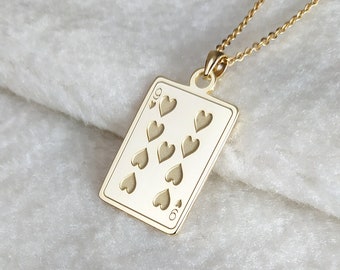 Nine of hearts,Jack of Hearts Necklace,Playing Cards Neklace,Queen of Hearts Nekclace,King of Hearts Necklace,Custom Gift for Him,Dad Gift