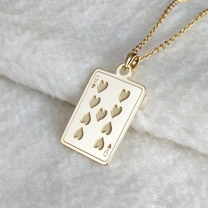 Negen harten, hartenboer ketting, speelkaartenketting, hartenkoningin halsketting, hartenkoning ketting, aangepast cadeau voor hem, cadeau vader
