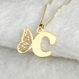 Collar de mariposa personalizado, collar con iniciales especiales, collar con letras de mariposa personalizado, collar con iniciales de boda personalizado, regalo para ella