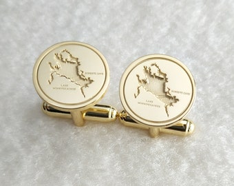 Custom Lake Cufflinks,Lake Winnipesaukee Cufflinks,Lake Map Cufflinks,Country Cufflinks,Any Map Cufflinks,Custom Any Country Map Cufflinks