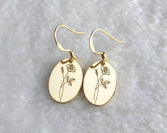 Birth Flower Earrings,Personalized Minimalist Earrings,Floral Earrings,Birth Month Flower Earrings,Mama Earrings,Birthday Gifts,Gift for Her