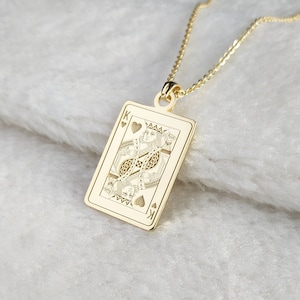 Hartenkoningketting, hartenketting, speelkaartenketting, hartenkoningin halsketting, sieraden voor heren, aangepast cadeau voor hem, cadeau vader