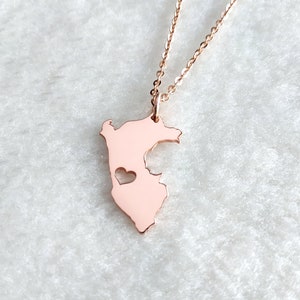 Peru Karte Halskette, Peru geformt Schmuck mit Herz, Peru Land Halskette, Peru Anhänger Halskette, personalisierte Land Halskette, benutzerdefinierte Peru Schmuck